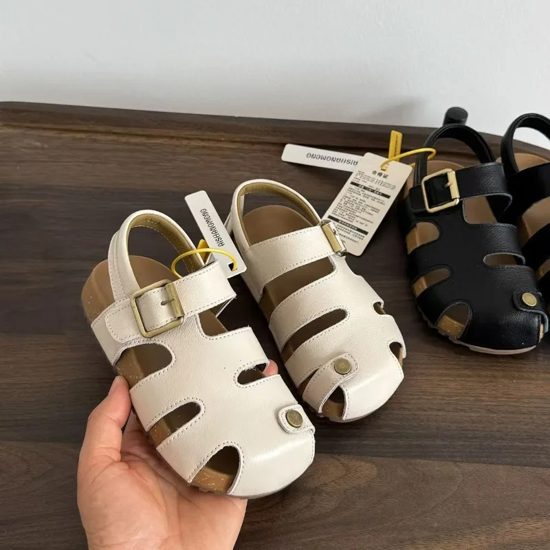 

Детские сандалии, противоскользящая пляжная обувь, дизайн с пряжкой на голову, летняя новая стильная детская обувь для мальчиков и девочек, удобная дышащая обувь