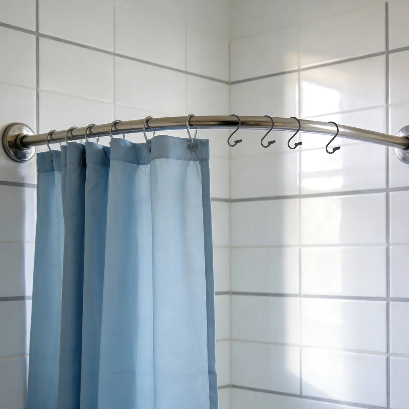 24Pcs Bath Curtain Hooks Metal S Hooks Vintage Decorative Bathroom Shower Rod Holders Corrosion Resistant Non-Slip for 29Mm Rod
