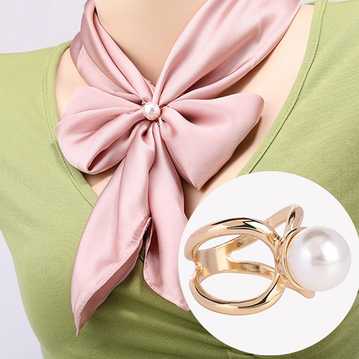 

High-end light luxury new products pearl ring silk scarf buckle jewelry brooch luxury fashion accessories