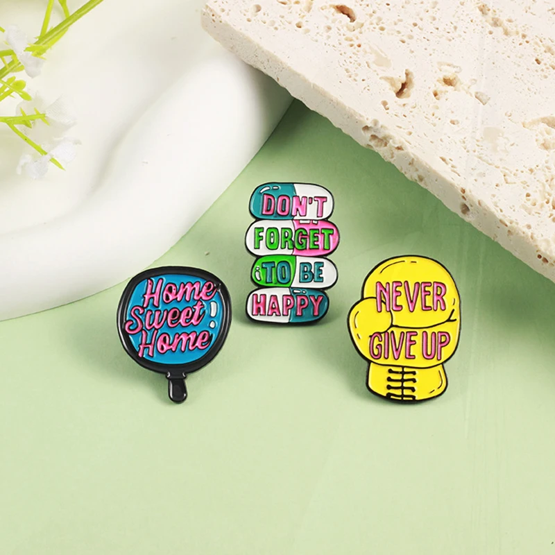 Gloves Never Give Up Sweet Home Creative Metal Badge Punk Costume Jewelry Accessories Brooch Drop Oil Cartoon Enamel Pin Boxing