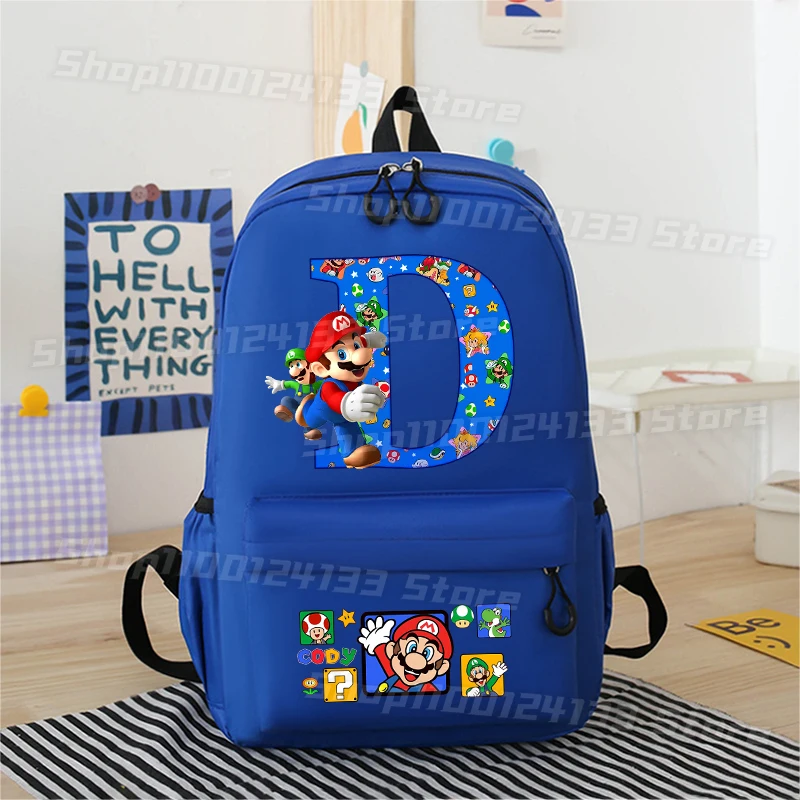 لطيف ماريو رجل حقيبة الظهر لعبة رسائل A-Z أنيمي بنين طالب القرطاسية تخزين حقيبة الظهر حقيبة مدرسية للأطفال الظهر مدرسة حفلة هدية #5