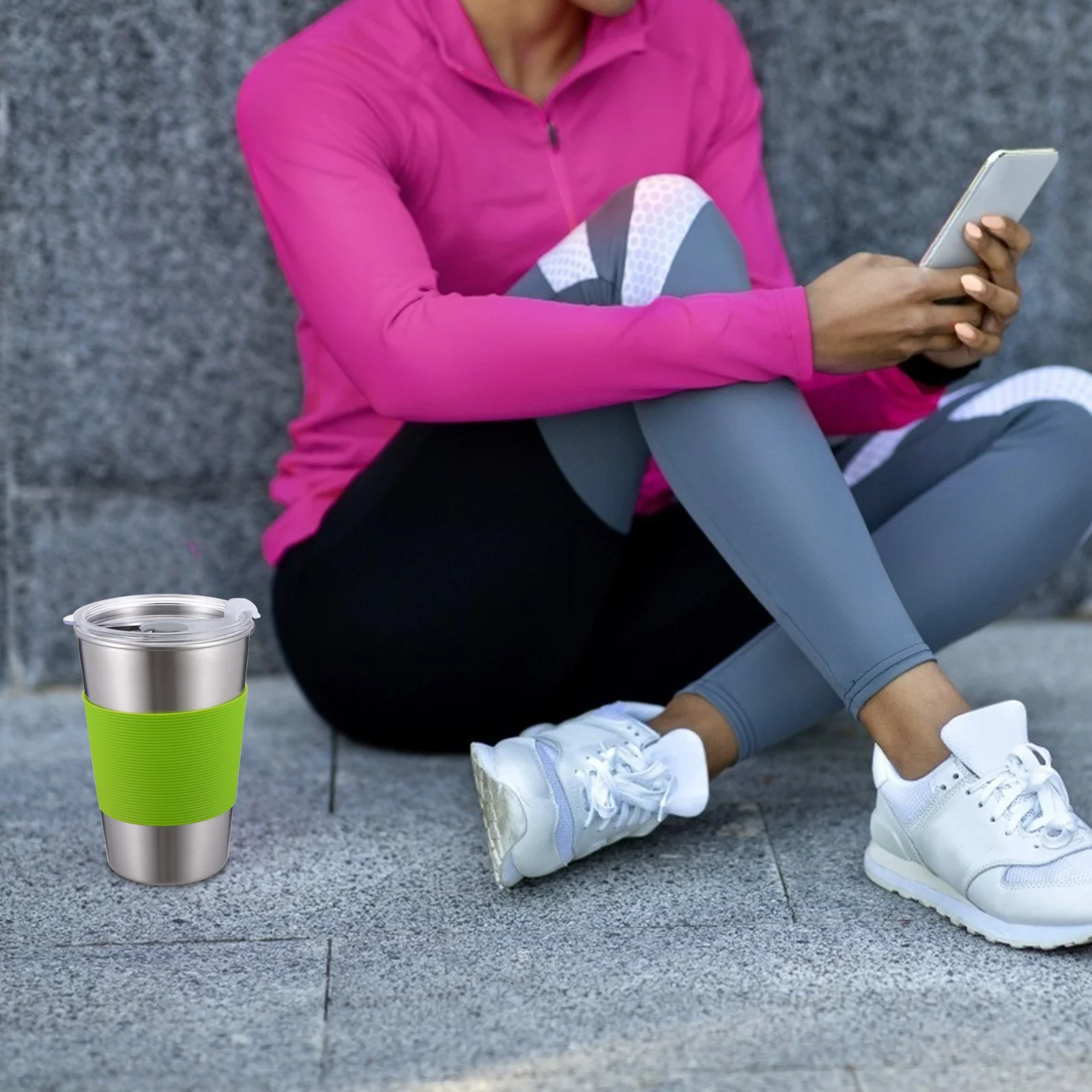 

500Ml Insulated Water Cup Food Grade Stainless Steel Anti-Scald Tumbler with Silicone Seal Non-Slip Grip for