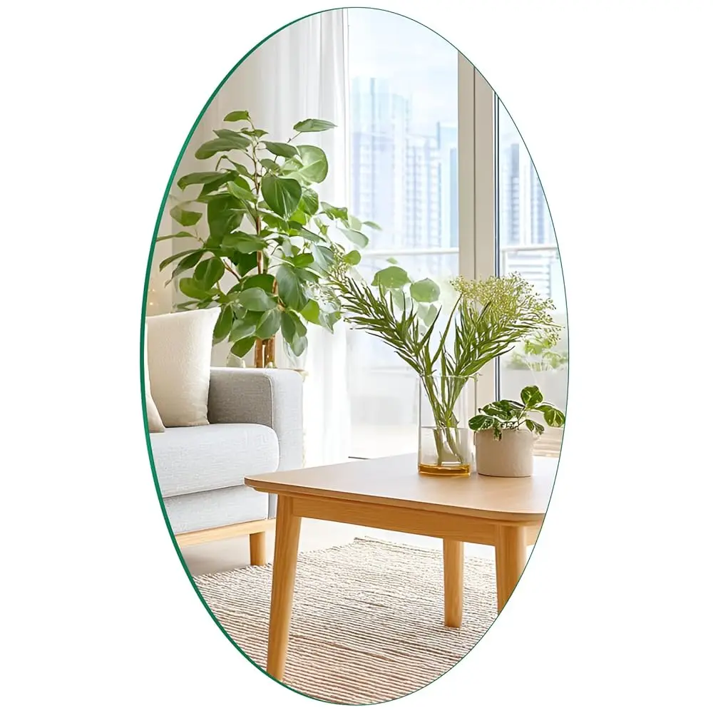 

16 x 20 Glass Oval Bathroom Mirror for Over Sink, Frameless Small Oval Wall Mirror for Bathroom, Vanity, Bedroom, Living Room