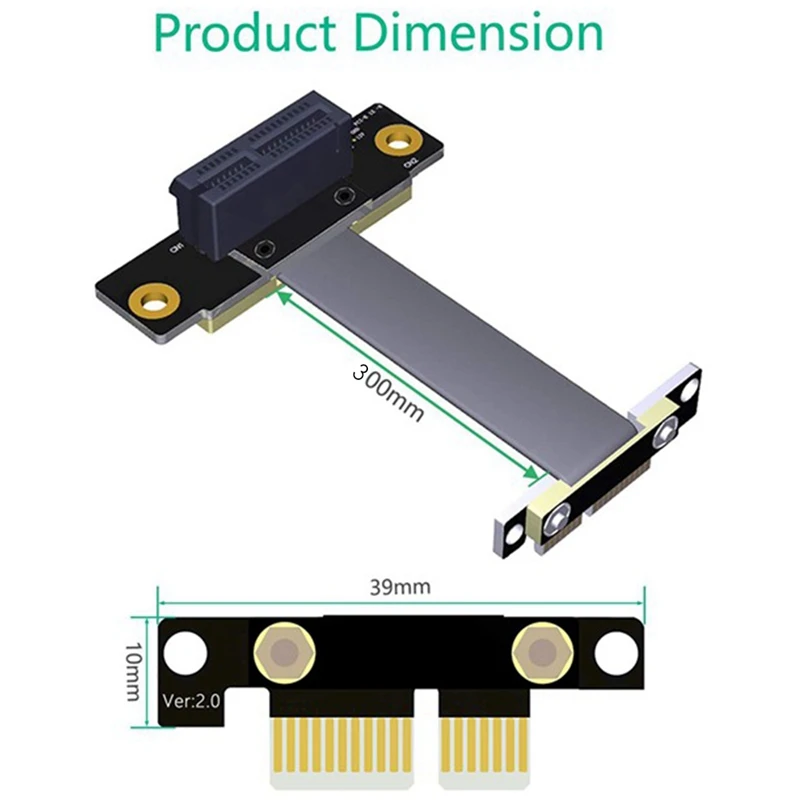 PCIE X1 Riser Cable Dual 90 Degree Right Angle Pcie 3.0 X1 To X1 Extension Cable 8Gbps PCI Express 1X Riser Card