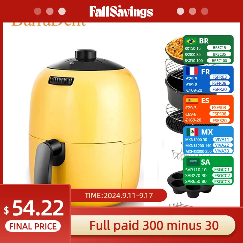 

Household Air Fryer Portable Smart Fries Maker 2L Large Capacity Multifunctional Low Smoke Oven Electric Fryer