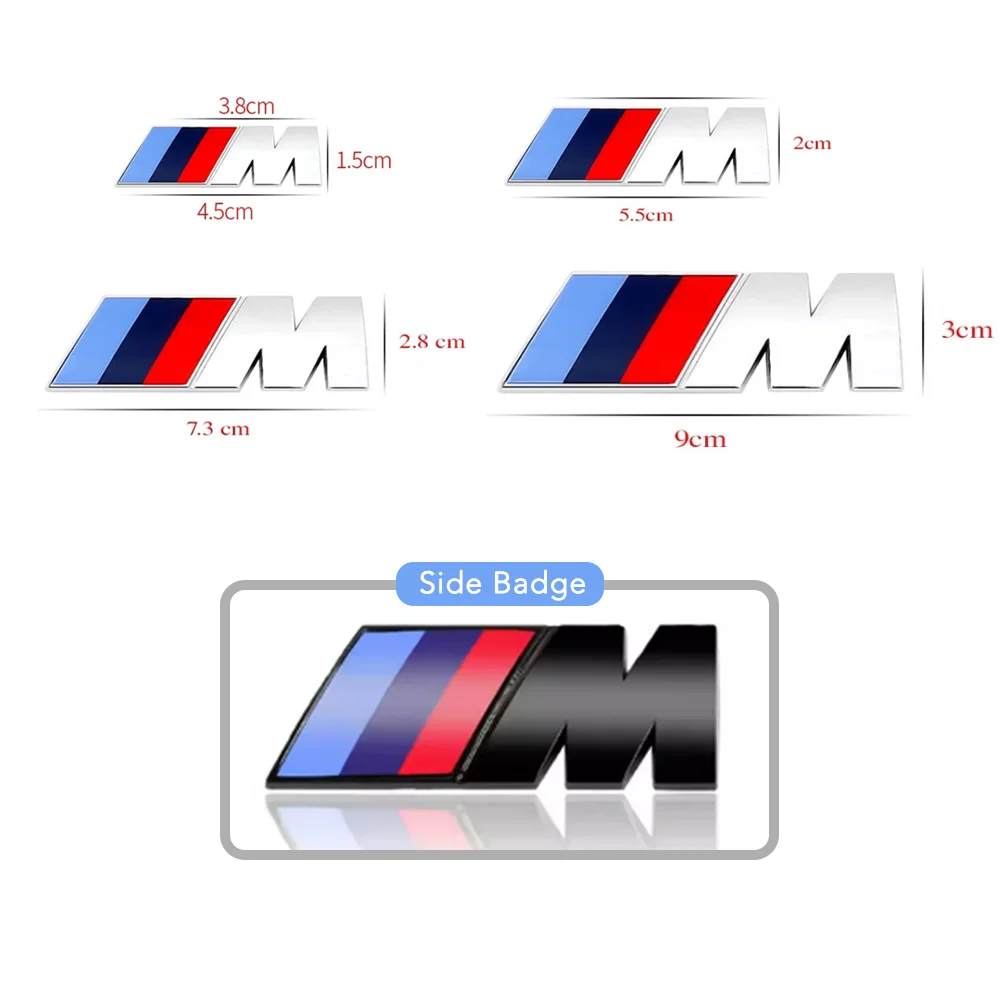 BMW M LOGO Fender Emblem Badge Rear Trunk Badge For X1 X3 X5 X6 1 3 5 7 Series M Sports Sticker Car Accessories Styling