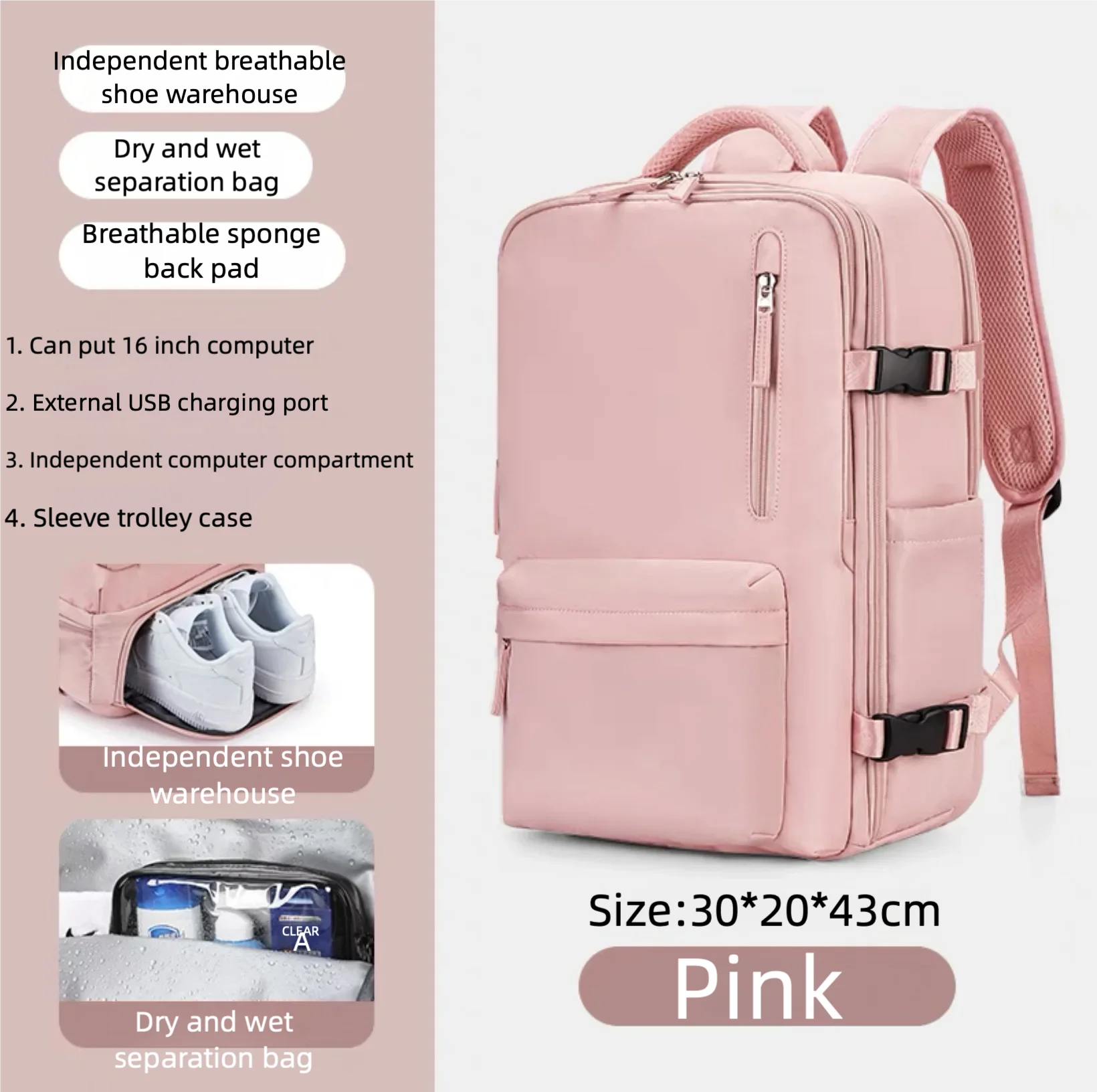 Backpack 40x30x20 Airplane, Ryanair Cabin Hand Luggage Backpack, Easyjet Laptop Backpack for Aeroplane Travel, School Backpack