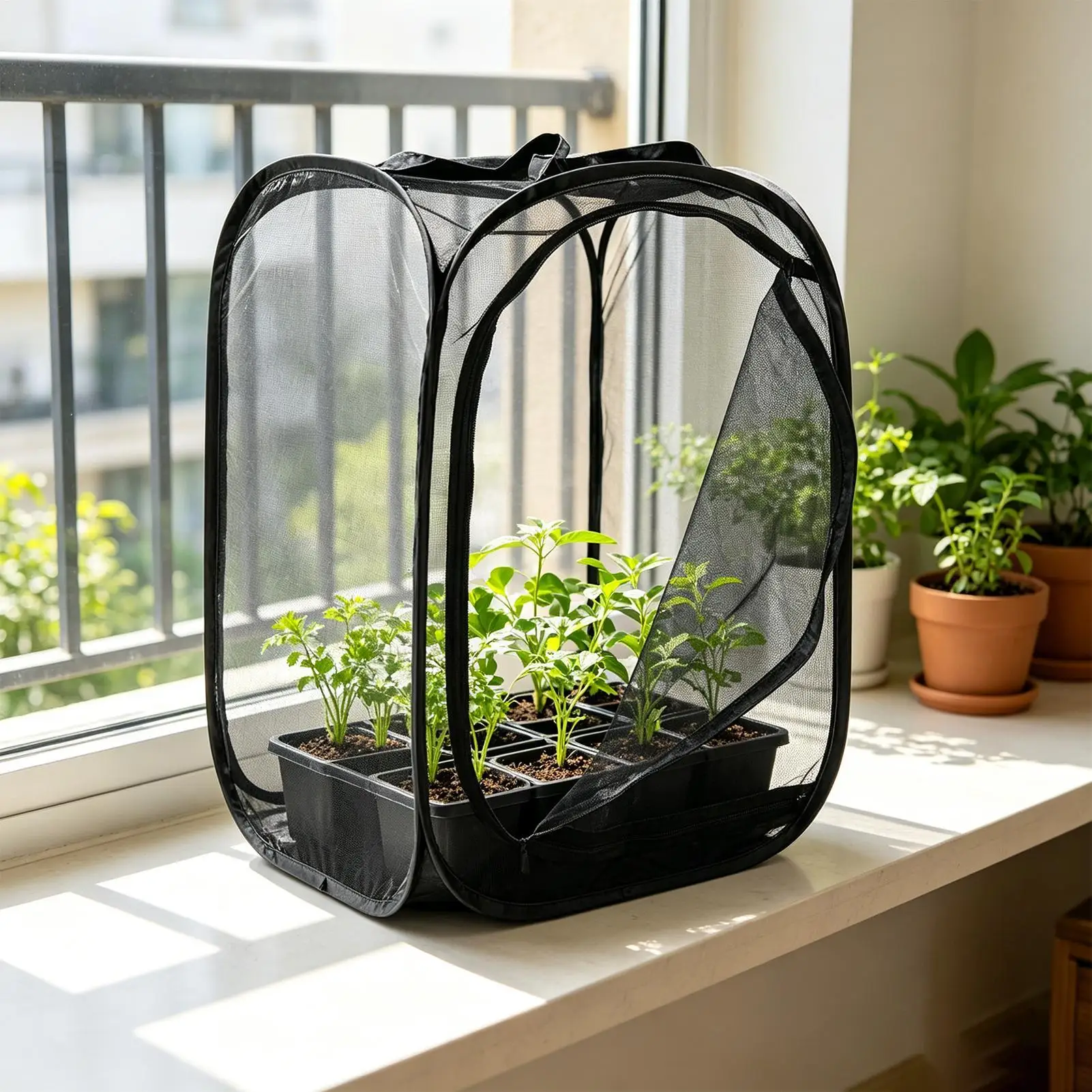 

Butterfly Cage 16x16x24In Foldable Ladybug Enclosure With Zipper Translucent Butterfly Net Enclosure For Fruit Tree Vegetable