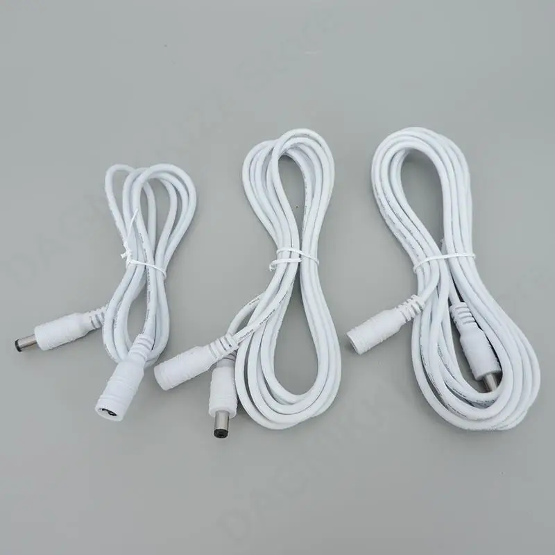 10x 1/1.5/3/5m white DC male to female jack Power supply connector Cable Extension Cord Adapter Plug 12V 5.5x2.1mm 22awg 3A v