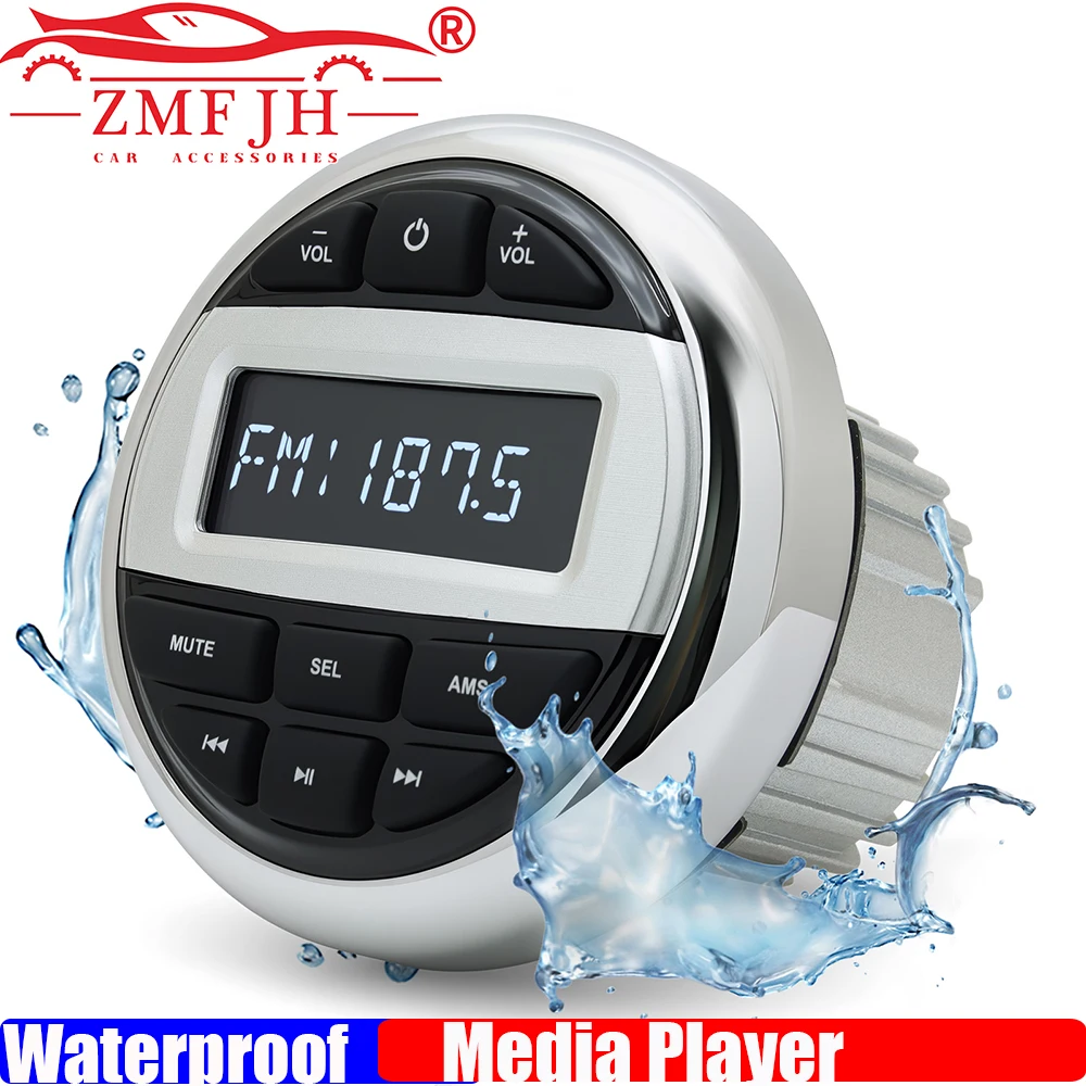 

Bluetooth-совместимый морской лодочный радиоприемник, водонепроницаемый FM AM, цифровой MP3-медиа-аудиоплеер для датчика яхты, квадроцикла, UTV, тележки, мотоцикла