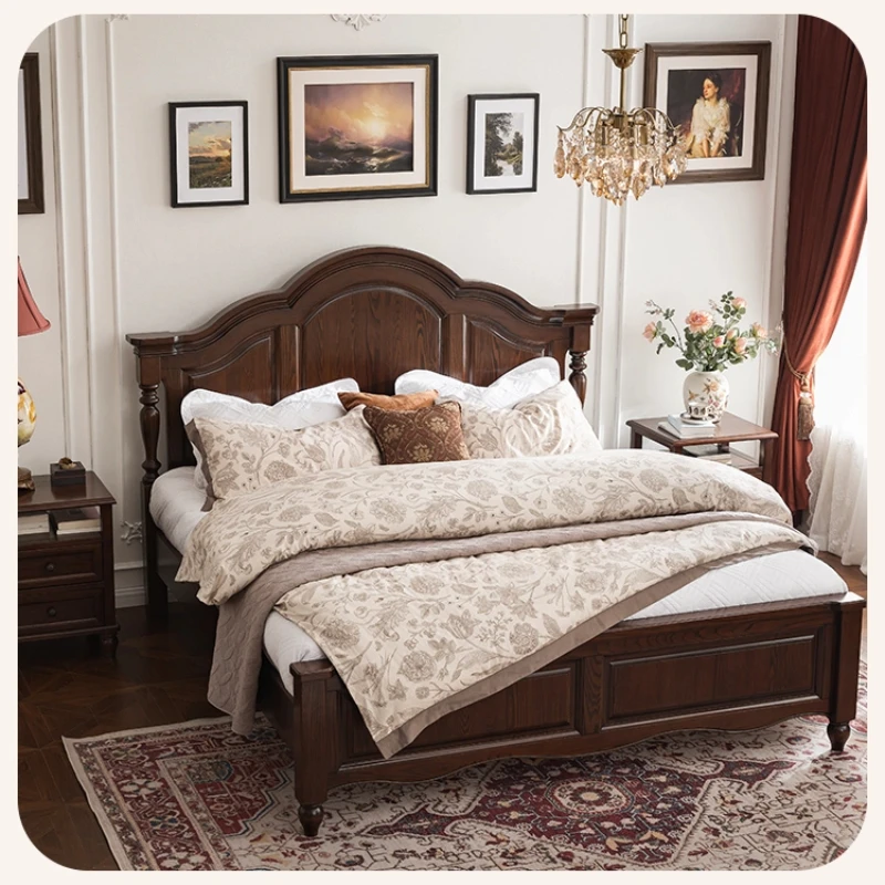 

CX retro American pure solid wood, double bed 1.8 meters, bedroom furniture black walnut simple