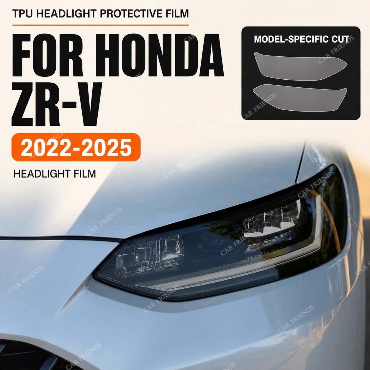 2x Custom Fit TPU Headlight Protective Film for Honda ZR-V 2022-2025 Smoked