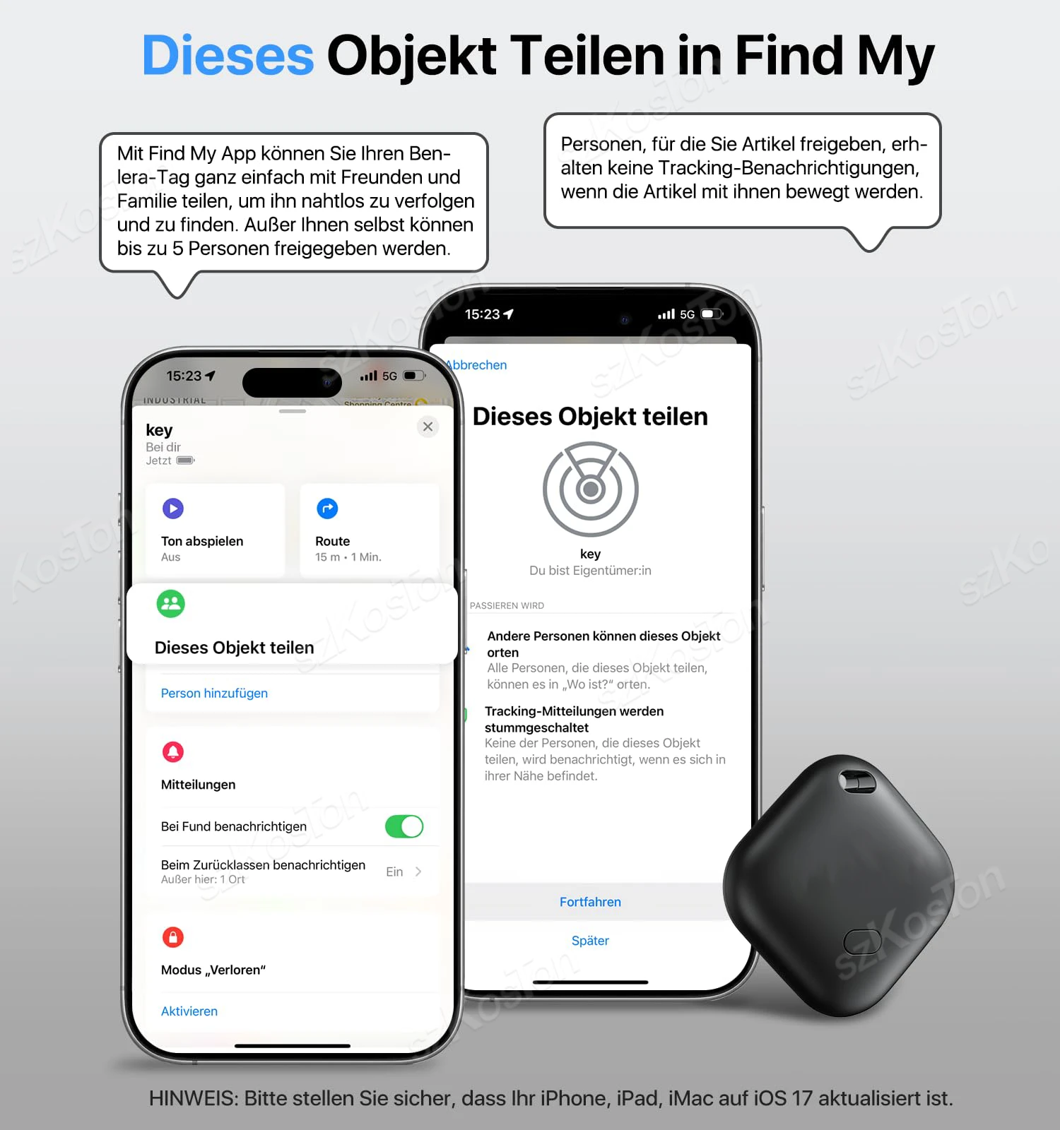 Mini rastreador GPS compatível com iOS Find My APP Localizador de cães e gatos Localizador de crianças Pet & Car Lost Tracker Smart iTag com chaveiro