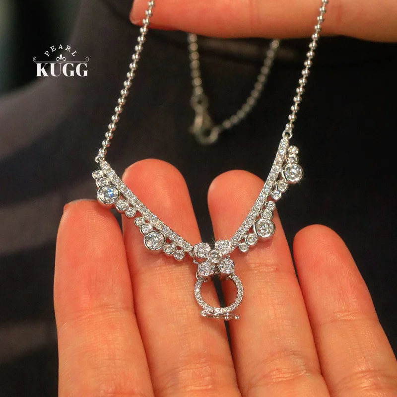 

KUGG 100% ожерелье из белого золота 18 карат, роскошное простое стильное ожерелье из настоящего натурального бриллианта 1,20 карата для женщин, ювелирные изделия для вечеринок