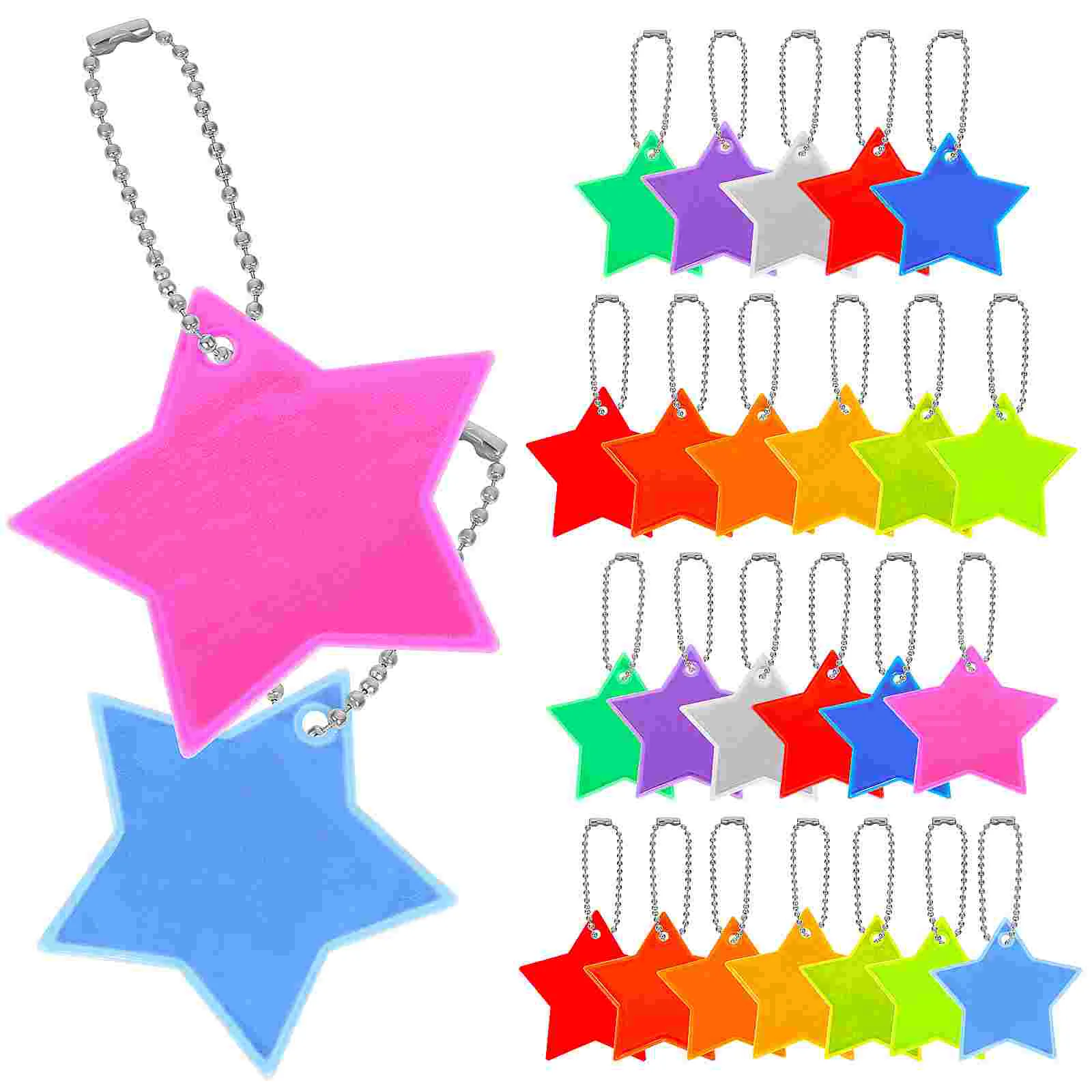 26 Pcs Key Chain Small Pendants Knapsack Reflective Reflector Charms Star-shaped Reflectors Pvc Lattice Gear Work Locket