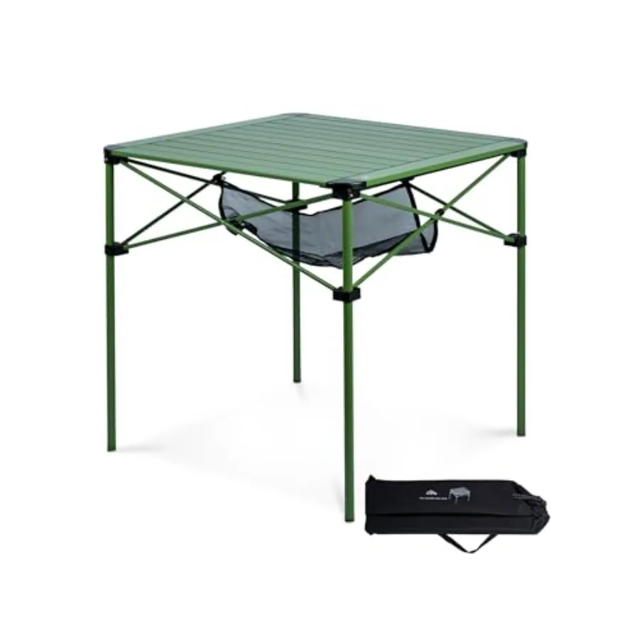 

Lightweight Stable Aluminum Folding Square Table with RollUp Top and Carry Bag for Outdoor Camping Picnic Backyards BBQ and Cam