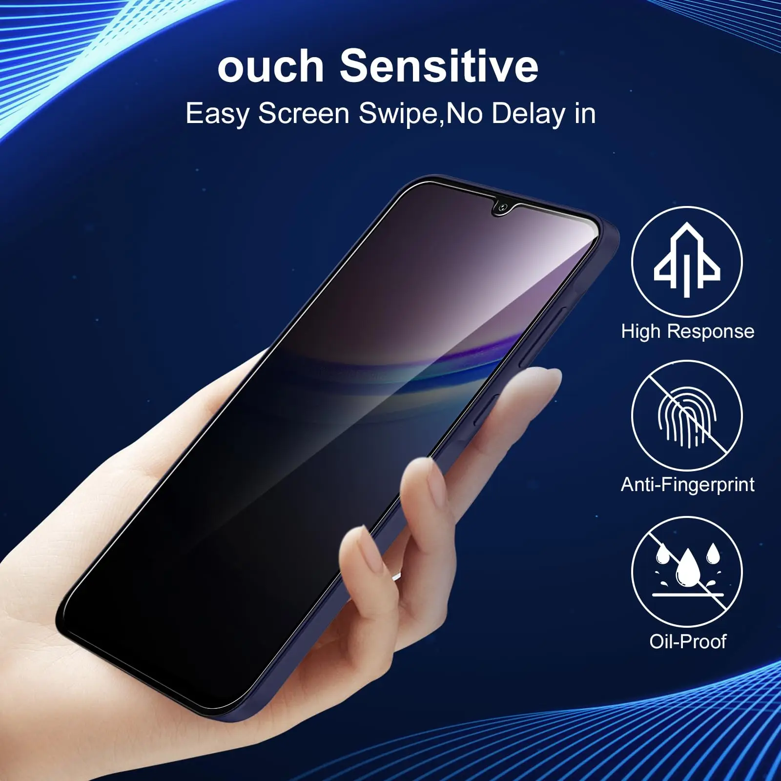 Anti Spy Screen Protector Voor Galaxy A15 4G 5G Samsung, Gehard Glas Privacy Peep Scratch 9H Case Vriendelijk Hoog Aluminium