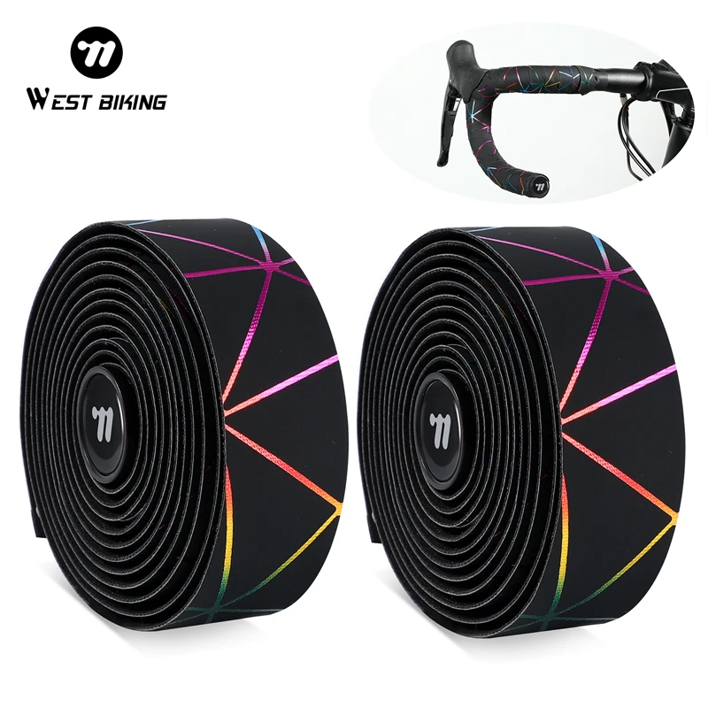 غرب ركوب الدراجات دراجة المقود الشريط لينة إيفا بولي Bike دراجة شريط الشريط المهنية الدراجات التخميد المضادة للاهتزاز التفاف مع 2 بار المقابس #1