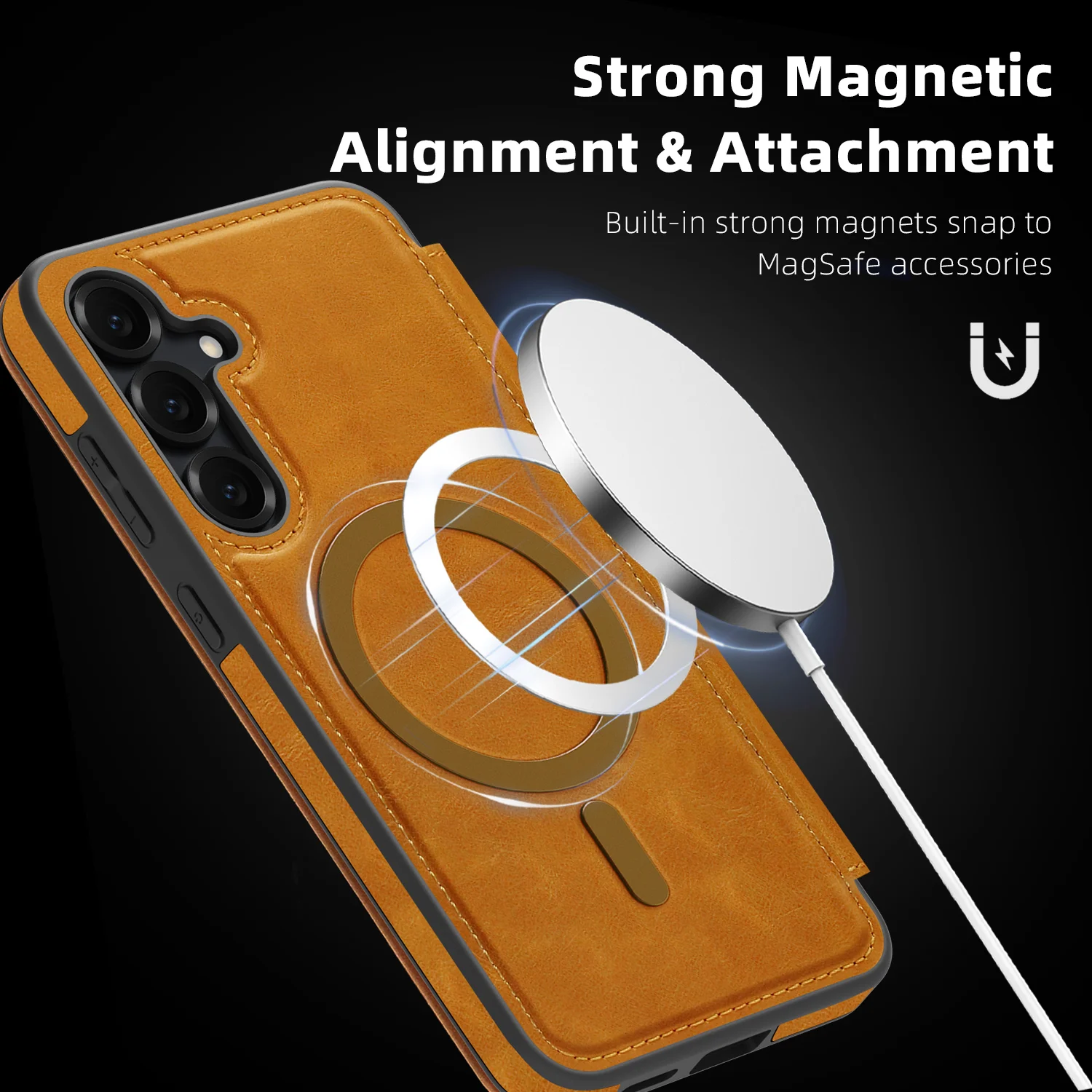 

All-Inclusive Flip Case For Samsung Galaxy S25+ S25 Plus Magsafe Embossed PU Leather Card Slot Cash Pocket Soft Cover