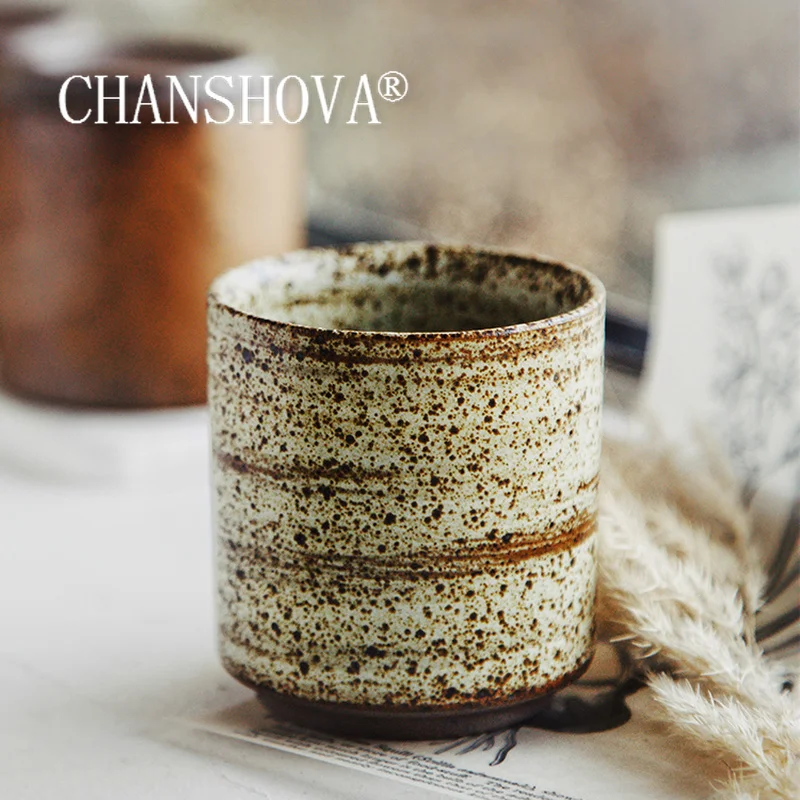 CHANSHOVA-Ceramic Teacup, Chinese Pottery Tea Cup, Traditional Chinese Retro Style, Matte Texture, Coffee Cups, H369, 180ml