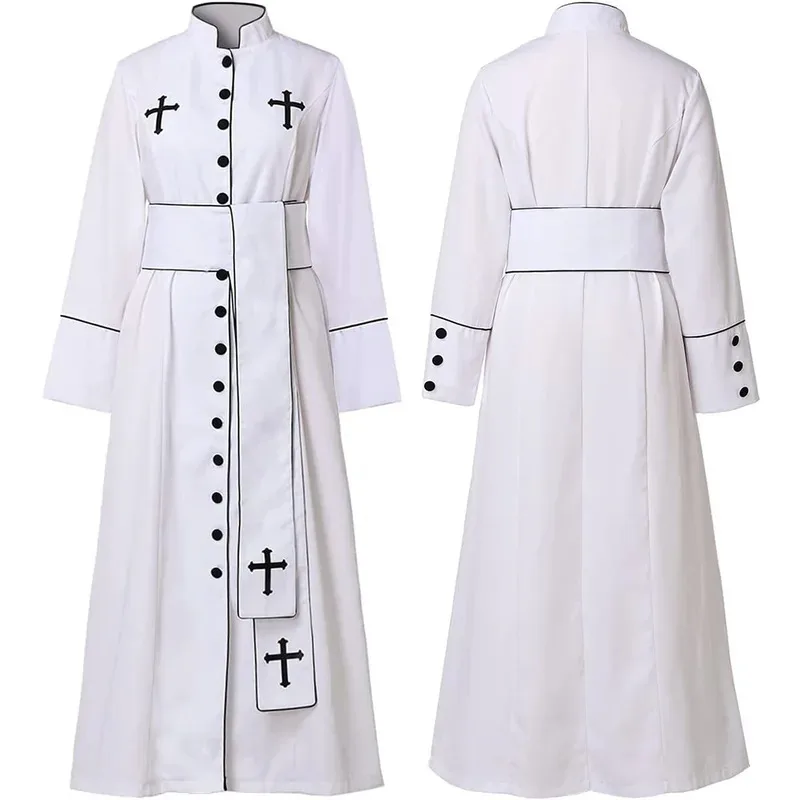 Nouveau Costume de prêtre médiéval église catholique religieux romain rétro pape pasteur père masse missionnaire Robe clergé soutane ensembles