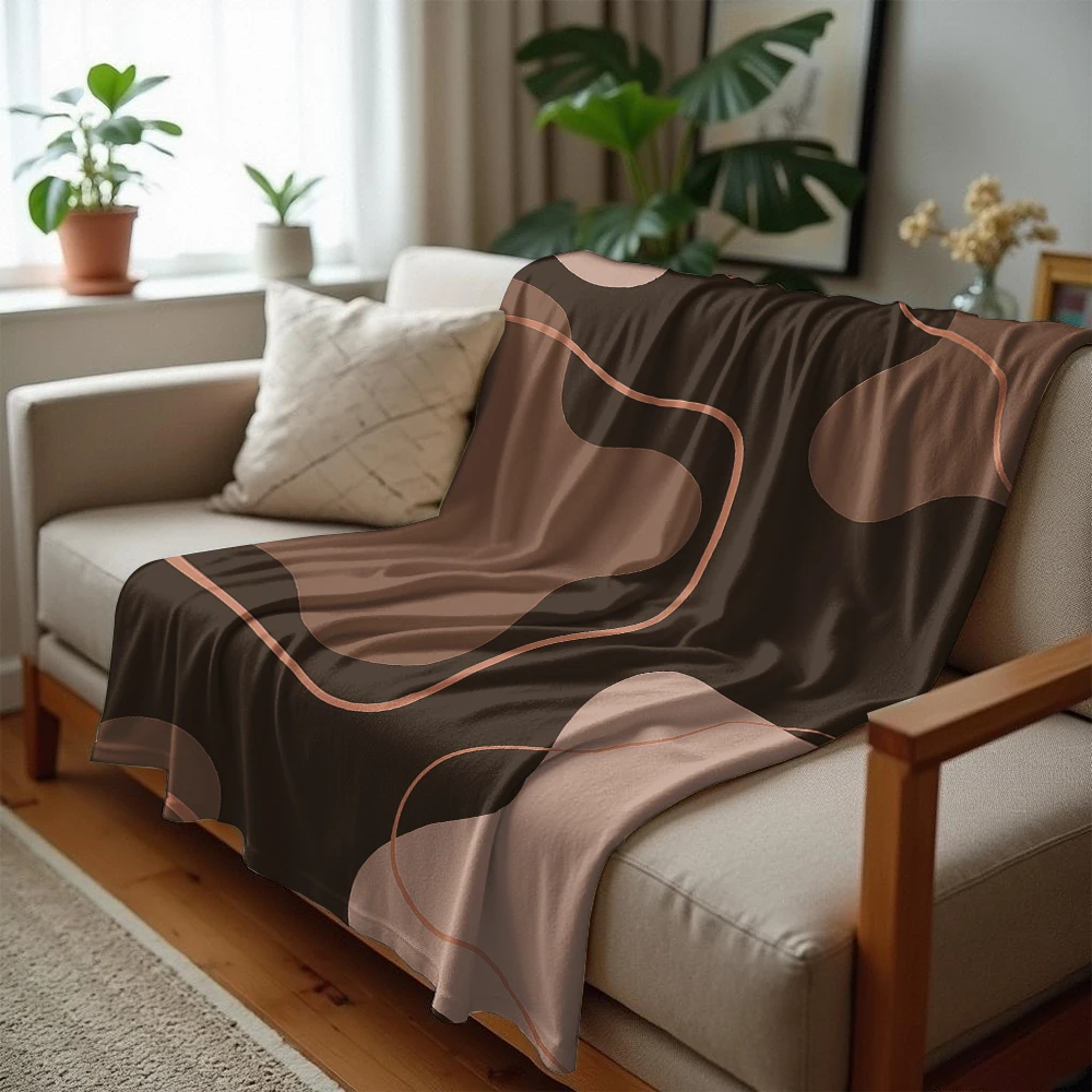 Brown Tone Curved Ultra Soft Sherpa Fleece Blanket Fluffy Warm Halloween Cozy Throw for Sofa Couch Bedroom Gift All season