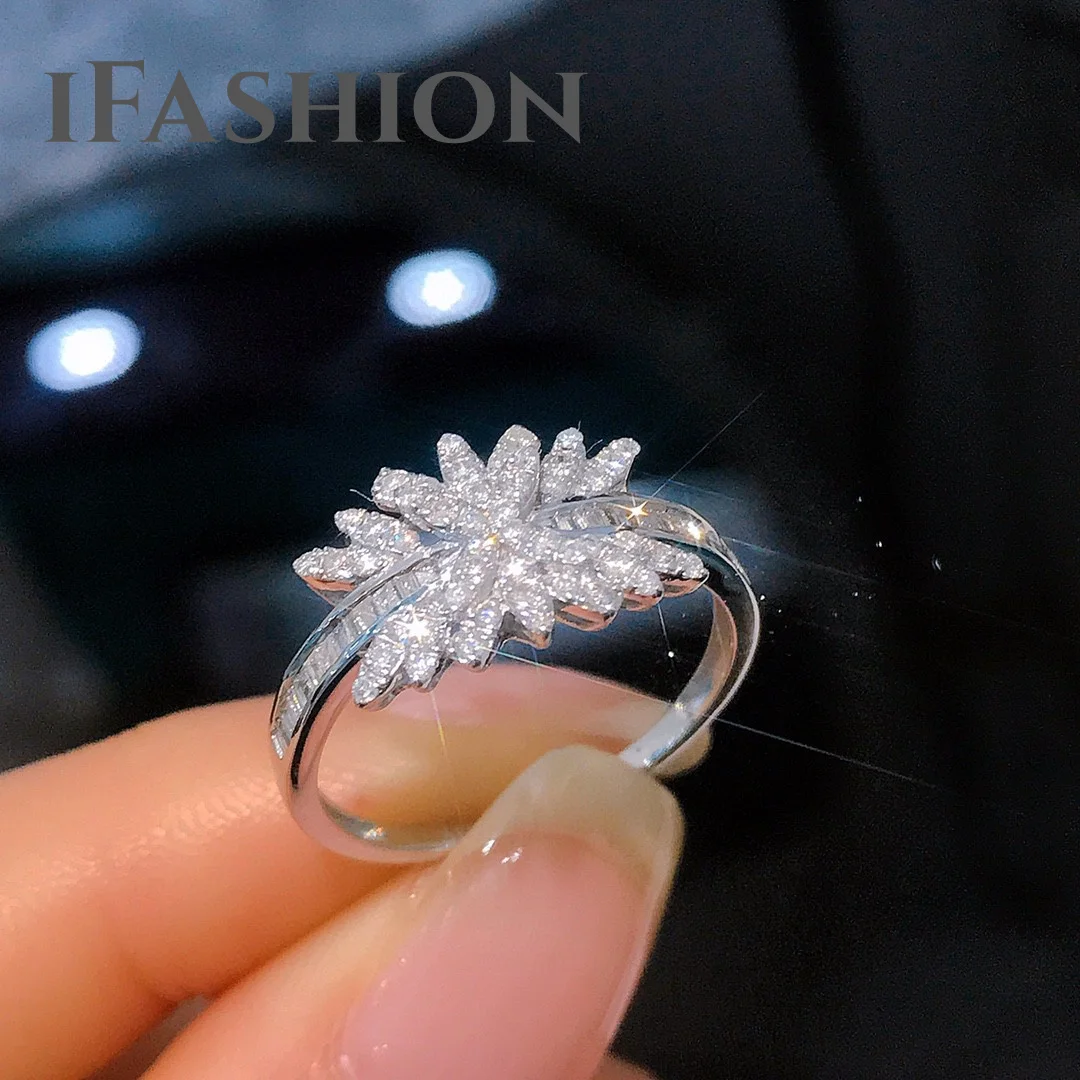 

IFASHION Diamond Rings 0.60CT Wedding Rings 18K White Real Gold Solid Yellow Gold Jewelry(AU750)Women Fine Jewelry Customize