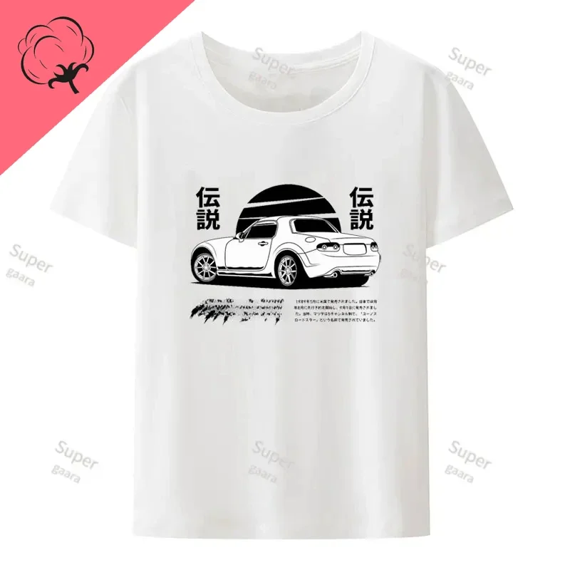 Initial D JDM MIATA MX5 Theme 100%Cotton Streetwear Shirts Funny Men\'s Graphic Clothing Gym Tshirt Mens Y2k Short Sleeve Tee