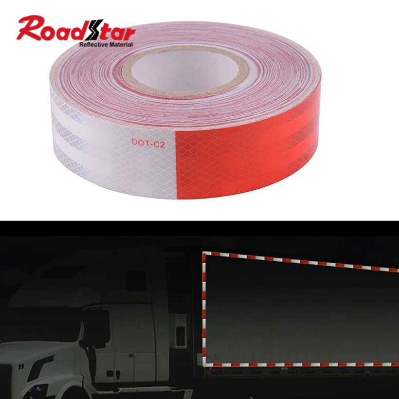 

Roadstar 50mmX5m Trailer Conspicuity DOT-C2 Reflective Red/White Tape Truck Sticker Decals RS-1400N3