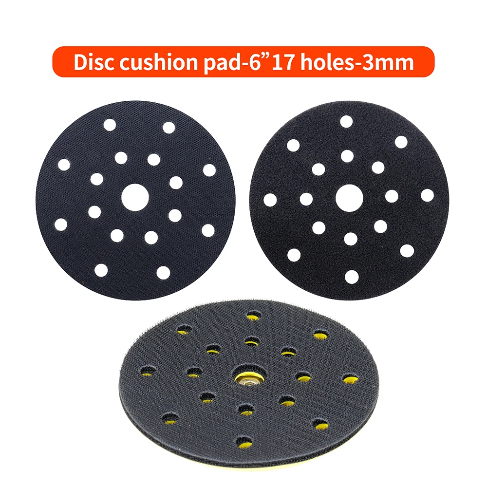 OLYM OEM 6 Inch 150mm Thick 3mm Hook Loop Soft Foams Buffering Pad for Round Random Orbital Sander