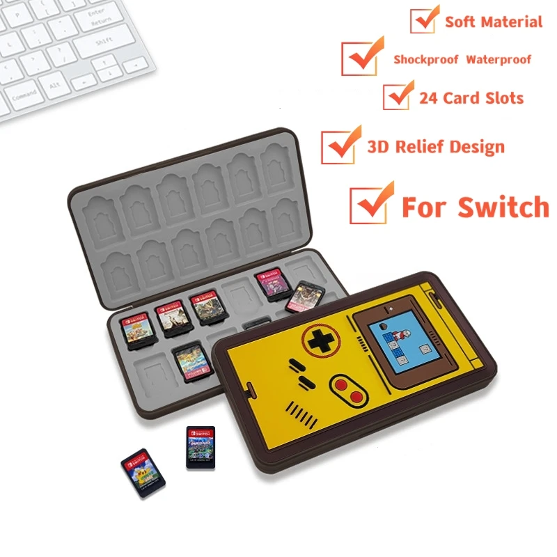 3D Relief Design Game Card Case For NS Switch Lite OLED Portable 24 Slots Game Cartridge Storage Box Shockproof Waterproof