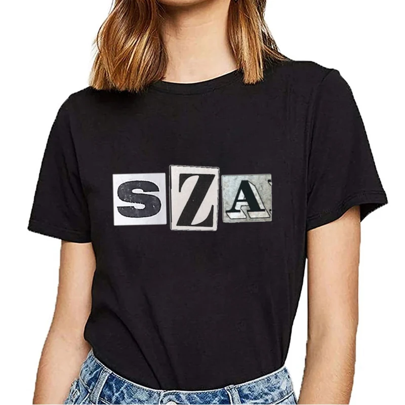 Singer Sza Printing Short sleeve For Men Women Harajuku Retro Letter Print Streetwear Y2k Clothing Gifts For Fans