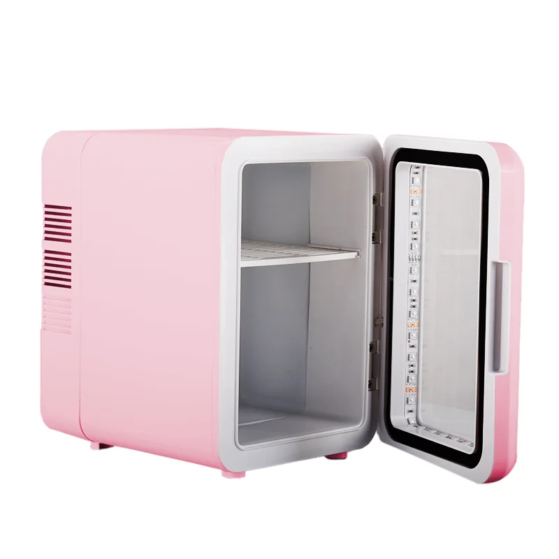 Pink Color Transparent Door Counter Drinks Cooler Freezer Table Top Small Mute Fridge Free Standing 4L Mini Fridge for Room