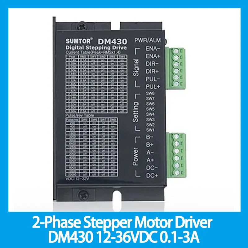 2-Phase 12-36VDC Stepper Motor Driver DM430 0.1-3A Suitable for NEMA 8/11/14/16 Stepper Motor