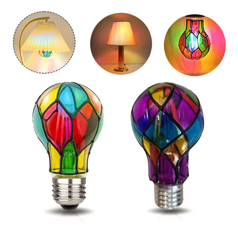 

4W ST64 LED Light Bulb Stained Glass Light Bulb Painted Glass E26 Base Mosaic Night Lamp Home Decor Romantic Festive Atmosphere