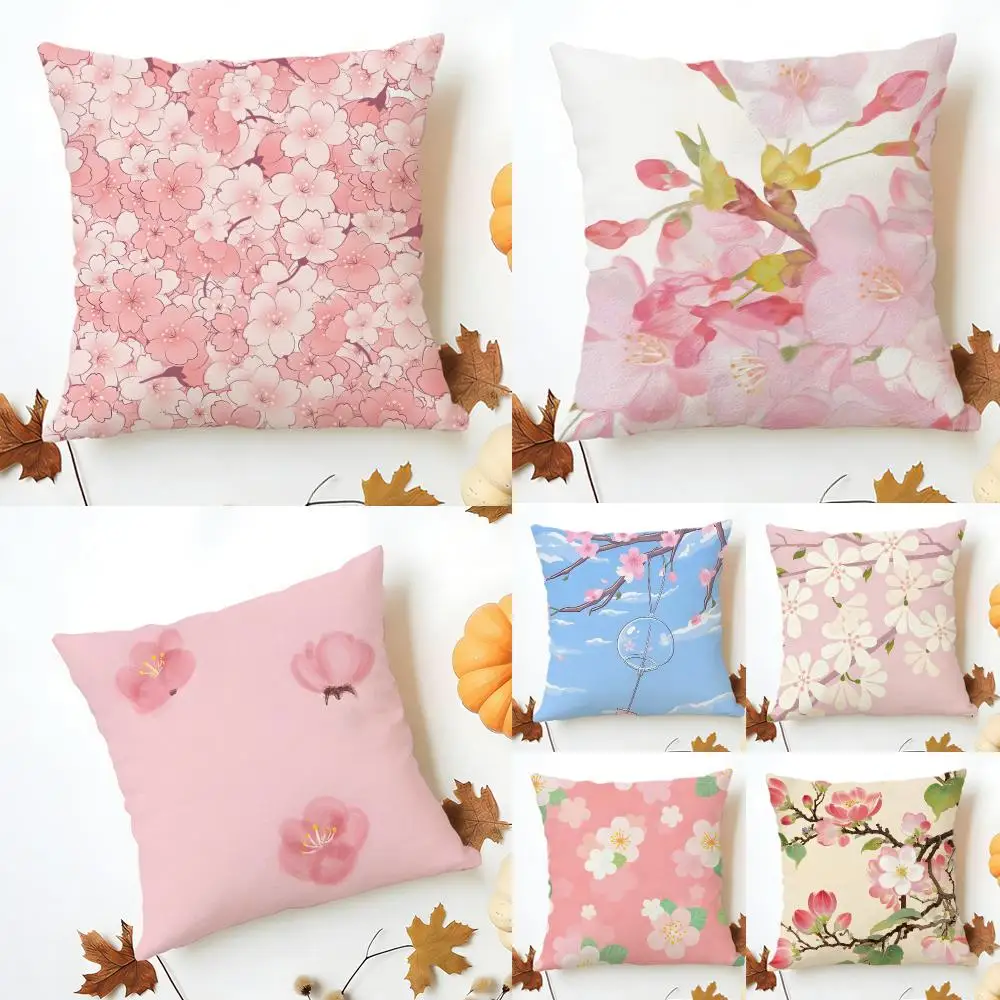 Romantic Spring Delicate Peach Blossom Cushion Cover Sofa Home Decor Living Room Accessory Holiday House Cushion Shell