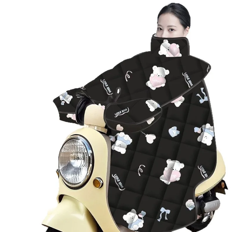 غطاء مقاوم للرياح للدراجة الإلكترونية من nter مع درع للساق - مبطن بالصوف شديد التحمل، طبقة مزدوجة مقاومة للبرد لملحقات السكوتر