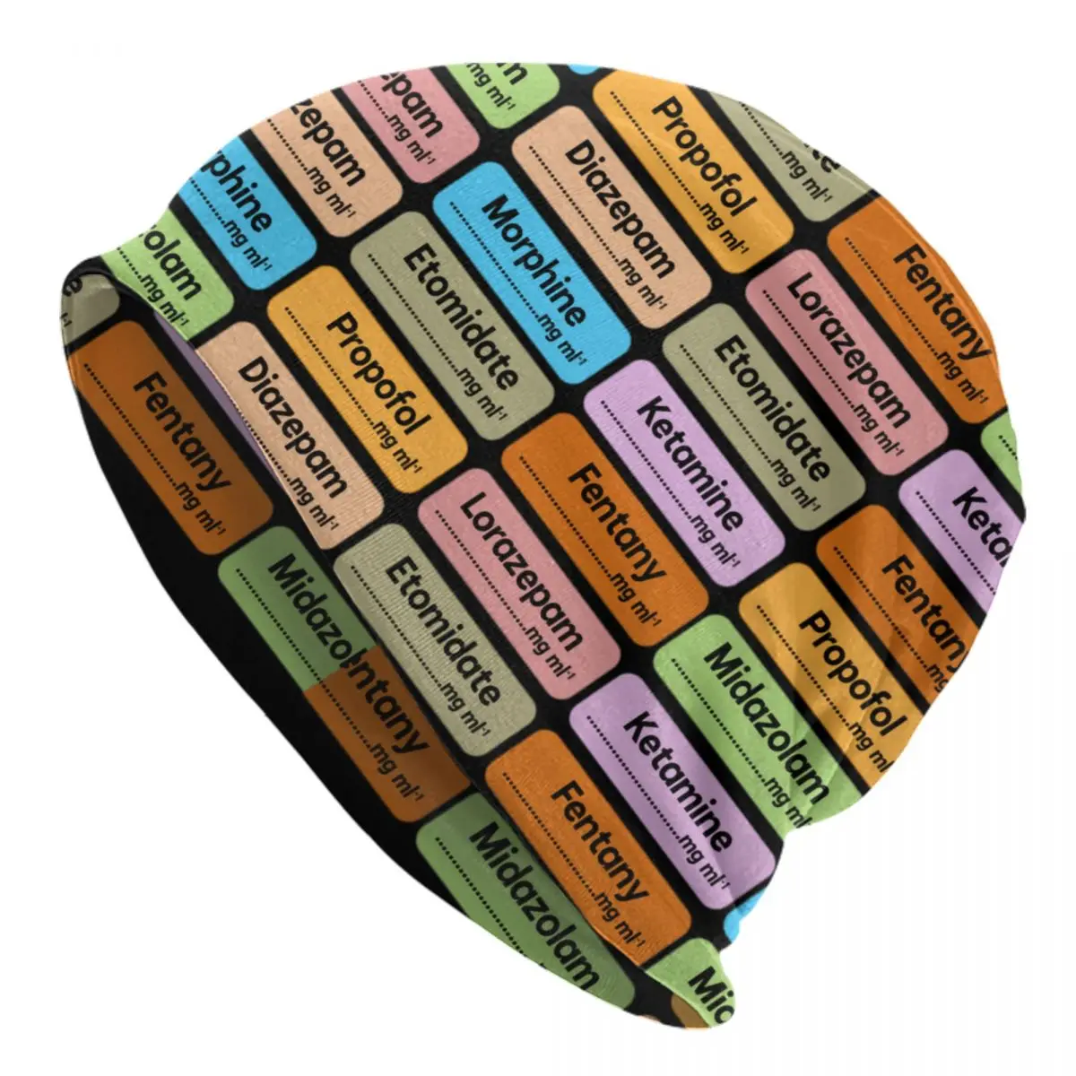 Anesthesia Drugs Color Coded Syringe Labels Skullies Beanies Caps Women Unisex Cool Winter Warm Knitting Hat Adult Bonnet Hats