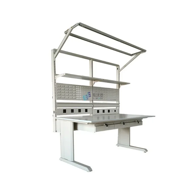 Anti-static workbench Assembly table Assembly table Packing table with lamps, display screen rack, storage board Multifunctional