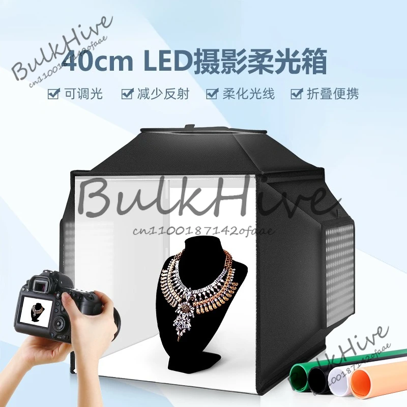 

40cm Photography Softbox, Small Studio Photography Box, with 4-color PVC Background Panel