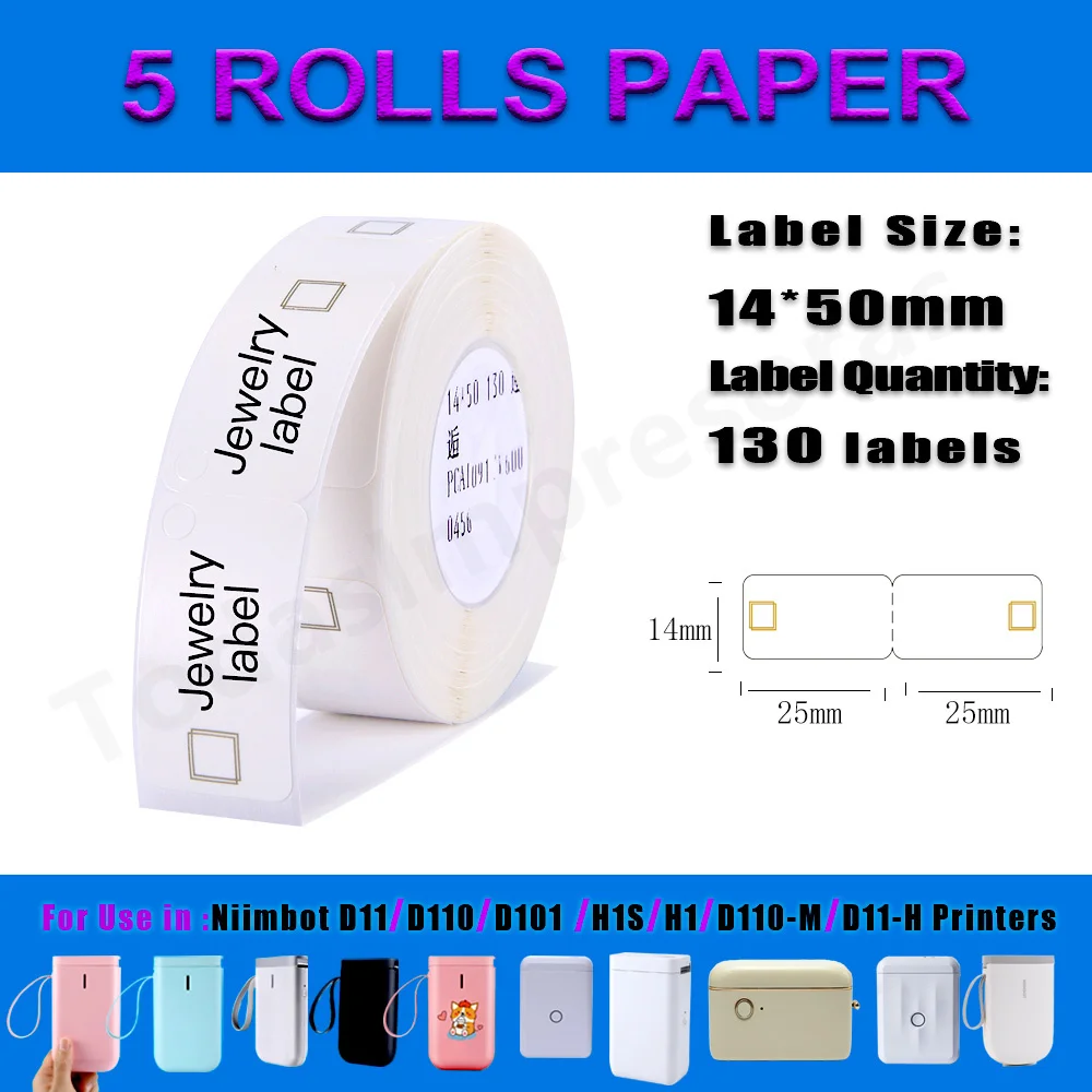 12-14mm Original Thermal Label Paper Various Styles Waterproof Sticker Paper for Niimbot D11 D110 D101 Printers Etiqueta Papeles