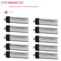 10pcs/lot 3.7v 200mah Original for WLtoys V911 F929 F939 RC Helicopter 3.7 V 200 mAh 551148 2.00mm plug Battery For WLtoys V911