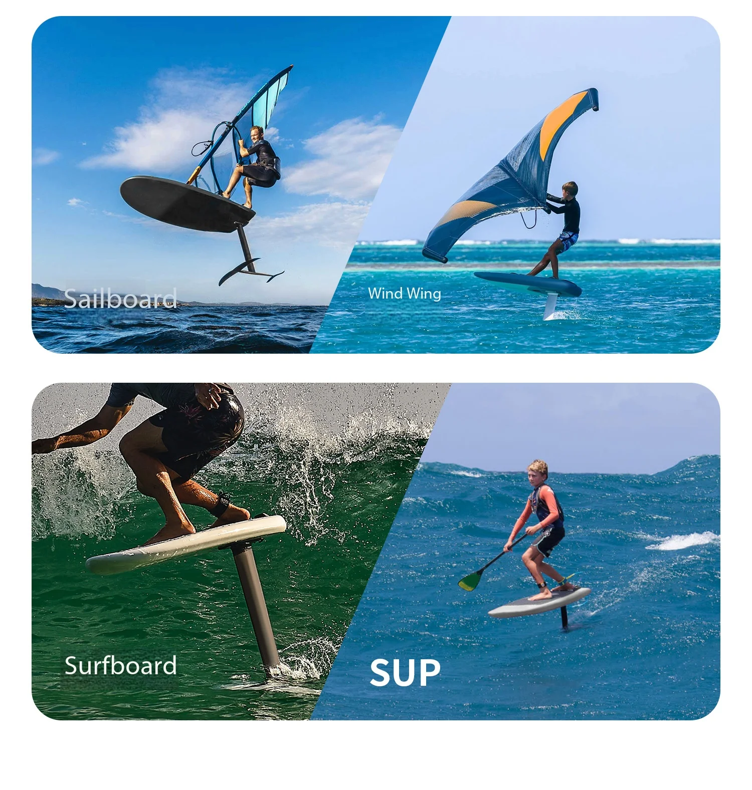 Carbon Hydrofoil Board Wing Surf Gear,Unpowered Thruster,Inflatable Foil Board for Wing SUP, Kite Surfing,Kite Foil Water Sports