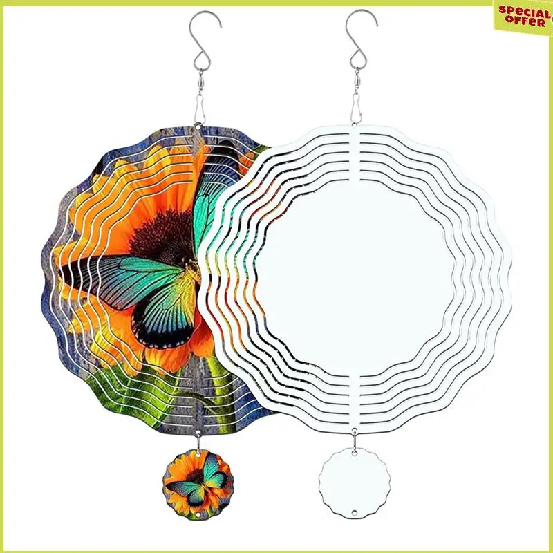 

A34R 8 Pack 8 Inch Sublimation Wind Spinner Blanks,3D Double Sided Sublimation Wind Powered Kinetic Sculpture For Yard Outdoor