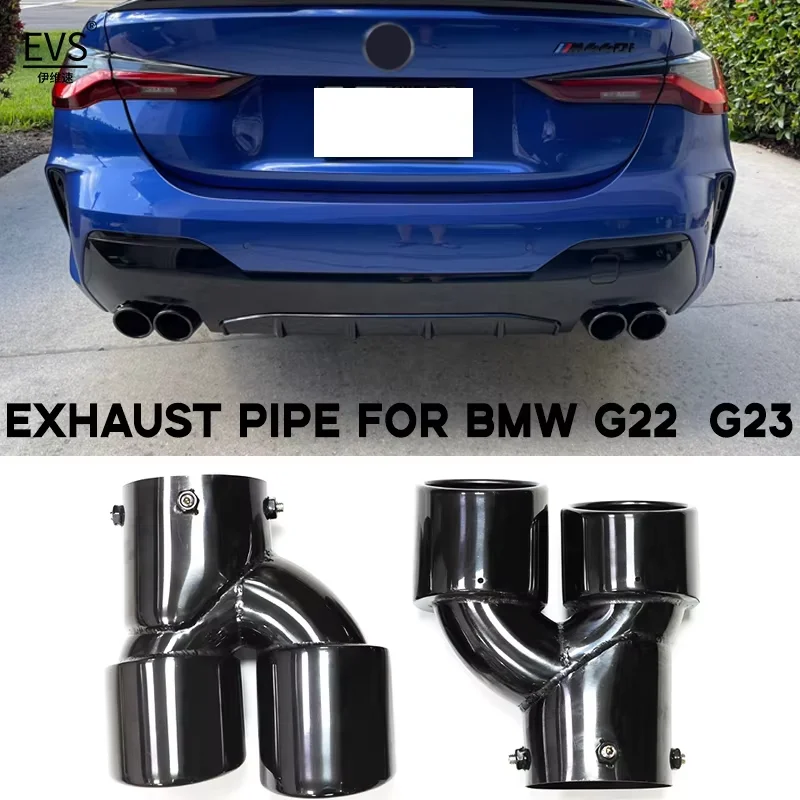 Para BMW G22 G23 G26 M440i 2021 2022 + punta de escape cuádruple para coche doble M tubo de escape punta silenciador sistema de escape boquilla tubo de escape