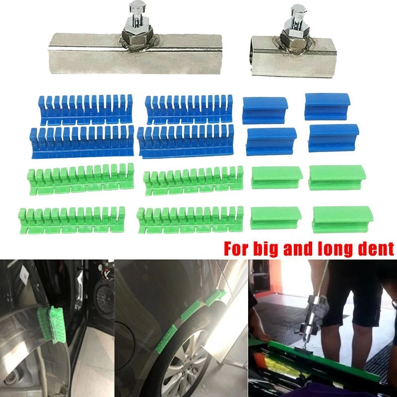 18X Paintless Dent Removal Puller Tabs Teeth Tools Kit with Glue Sticks for Big Dent Repair of Car Body Hail Damage