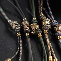 KlearVee Skull Brass EDC Push Card Pendant Paracord Woven Knife Bead Car Keychain DIY Lanyard Outdoor Backpack Camping Pendant