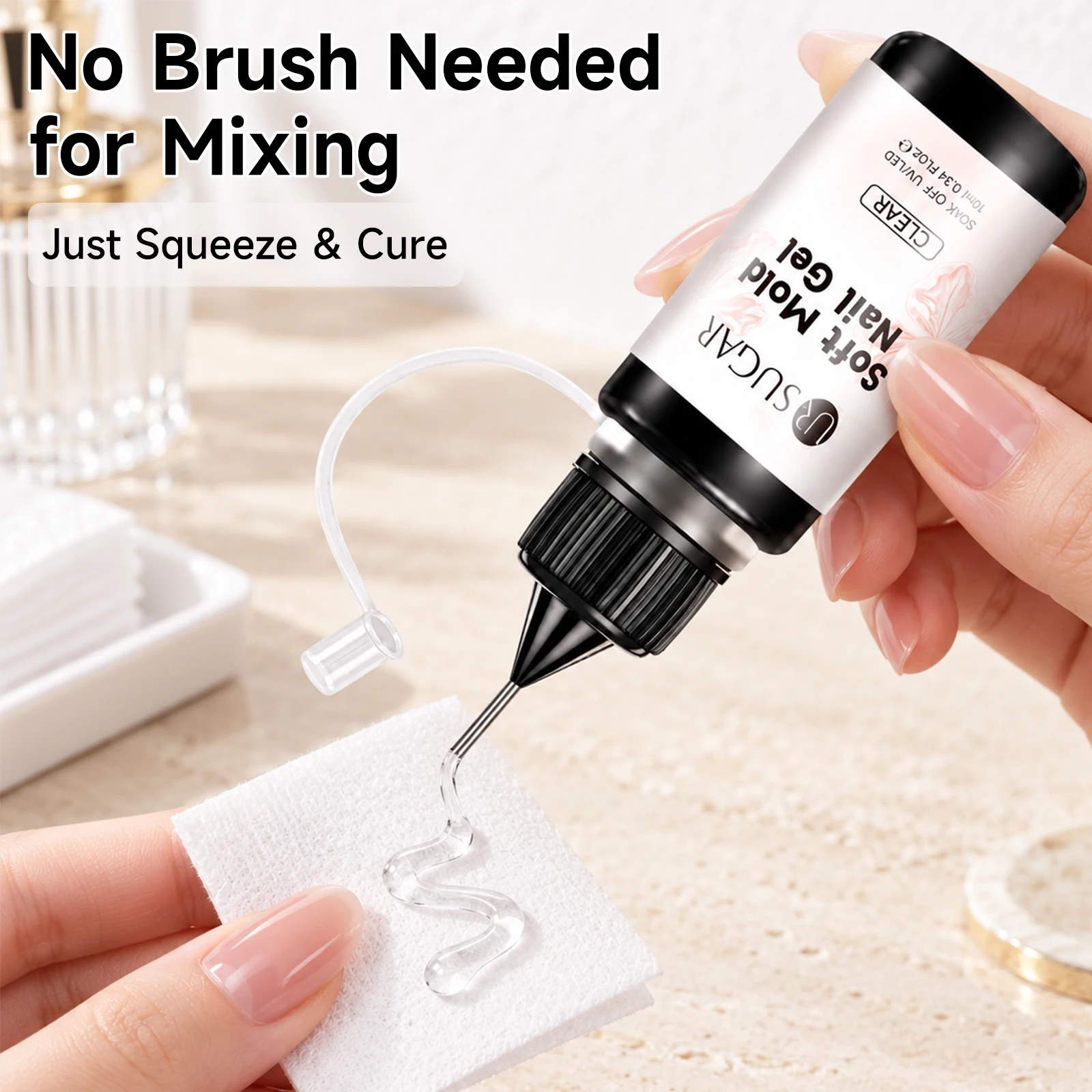 UR SUGAR 10ml 1/2Pcs Clear Soft Mold Nail Gel for 3D Sculpting Carving Fast-Cure Manicure Soak Off UV LED Gel Nail Art Varnish