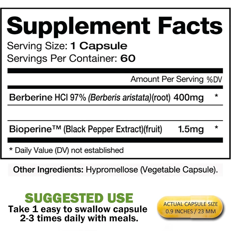 Berberine, High-purity Absorption Formula, Compound Extracted From Cruciferous Vegetables -60 Capsules