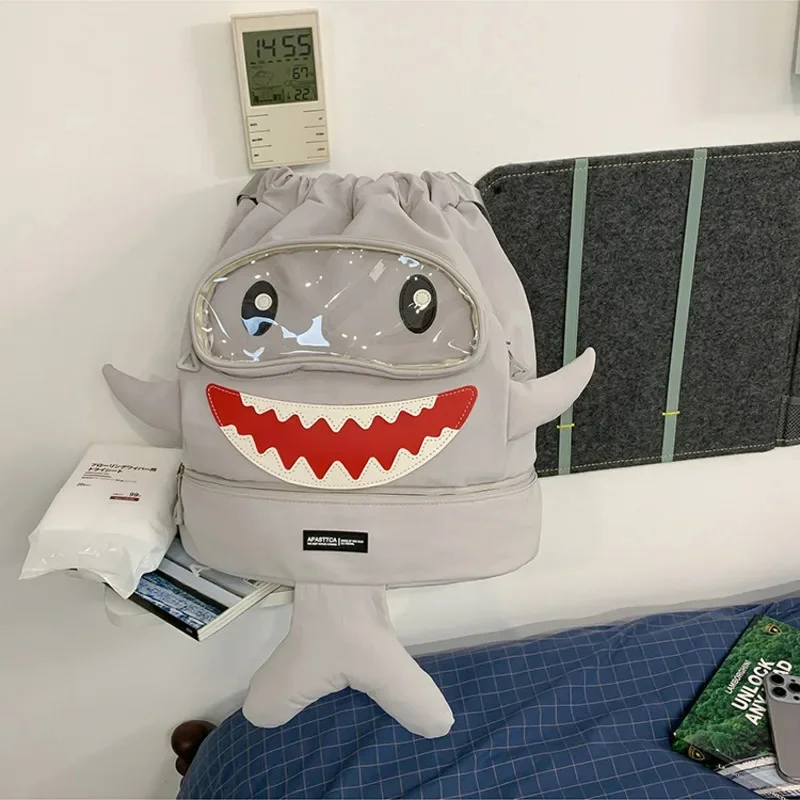 Shark Backpack Wet Dry Swimming Bag Portable Sports Travel School Backpack for Kids Boys Girls Cute Shark Bookbag